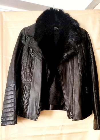 Derimod Siyah Kürklü Gerçek Deri Kadın Biker Ceket - Görsel 5