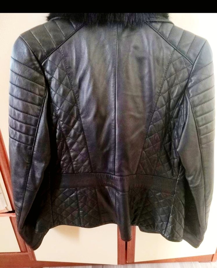 Derimod Siyah Kürklü Gerçek Deri Kadın Biker Ceket - Görsel 2