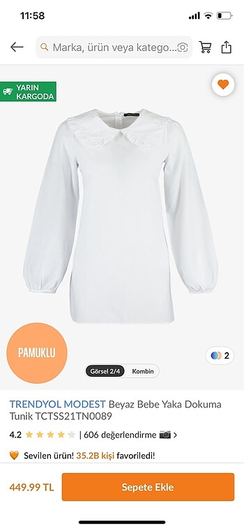 Trendyol & Milla Milla bebe yaka tunik