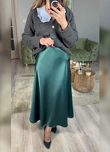 42 Beden VİSKON SATEN KUMAŞ UZUN ETEK