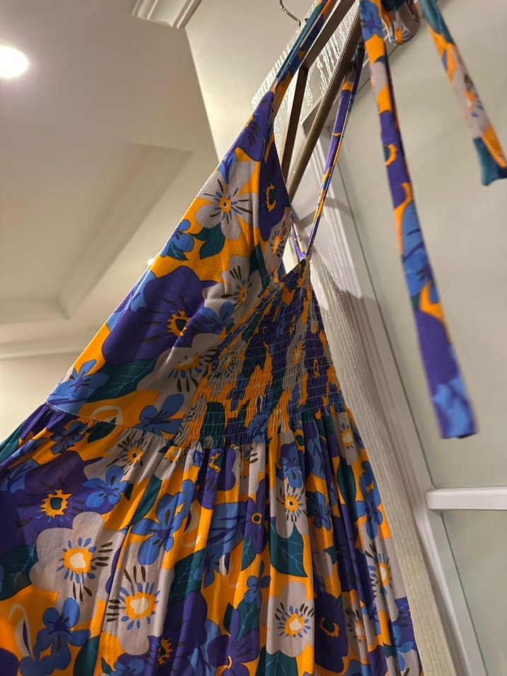 Çiçek Desenli Uzun Bohem Elbise - Görsel 4