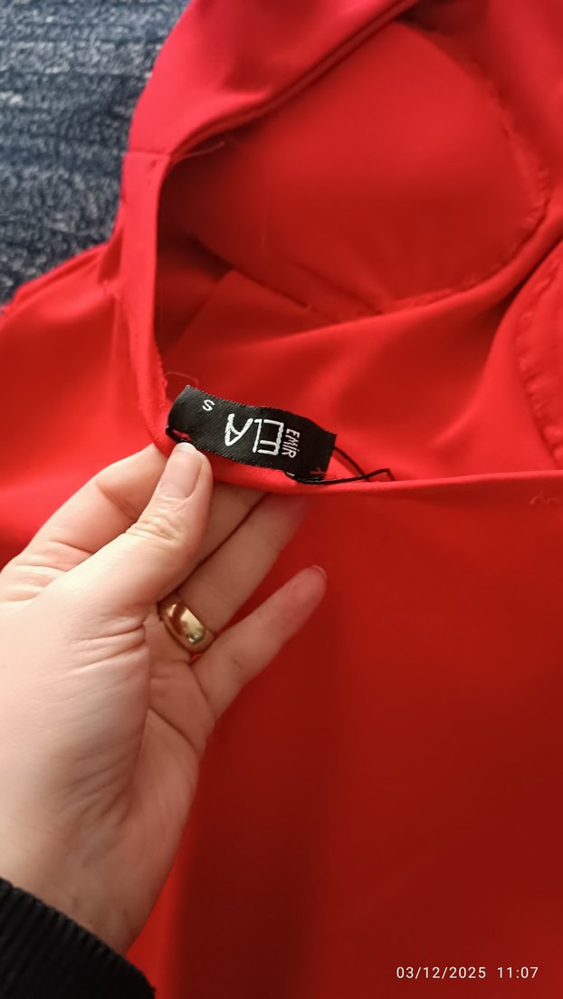 Kırmızı Drapeli Uzun Abiye Elbise - Görsel 5