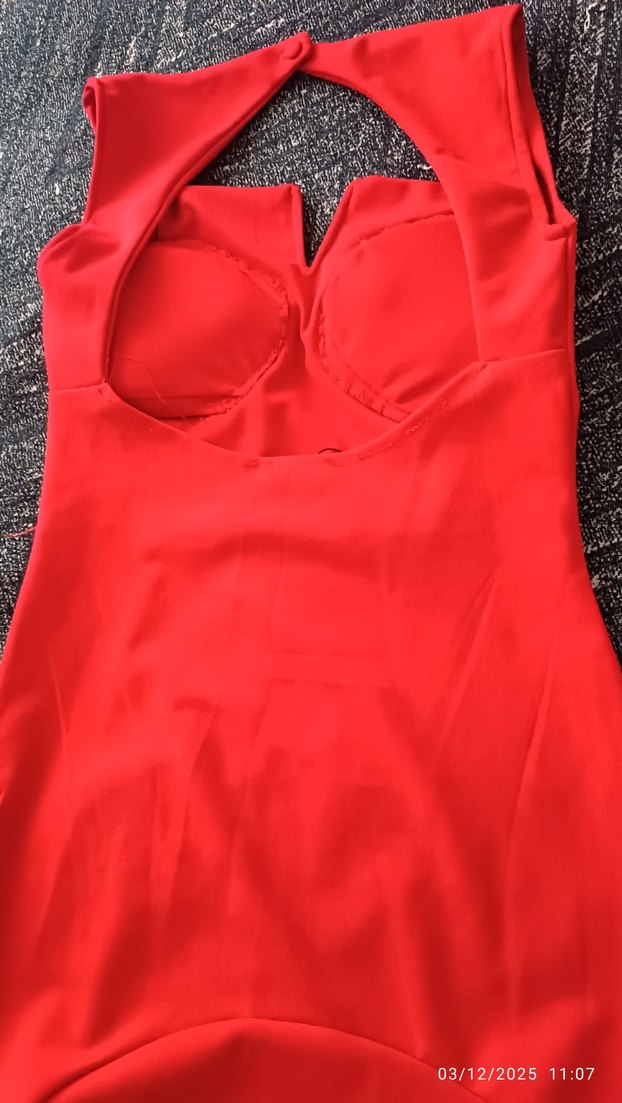 Kırmızı Drapeli Uzun Abiye Elbise - Görsel 4