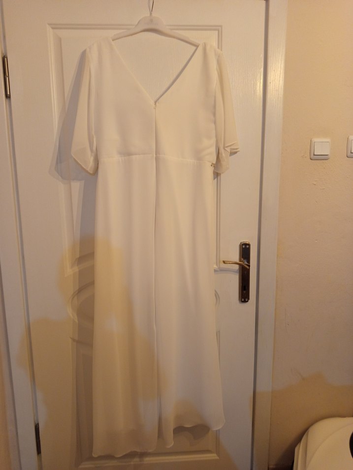 Beyaz Drapeli Uzun Abiye Elbise - Görsel 5