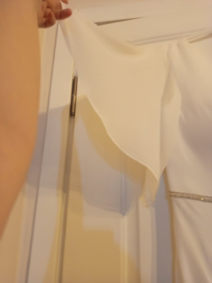 Beyaz Drapeli Uzun Abiye Elbise - Görsel 2