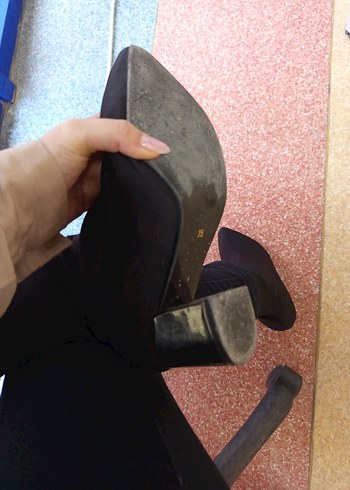 Siyah Elastik Blok Topuklu Kadın Bot - Görsel 4