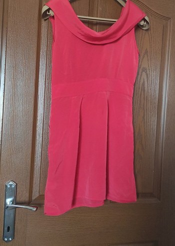 Kırmızı Drapeli Straplez Midi Elbise - Görsel 6