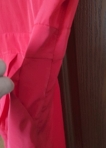 Kırmızı Drapeli Straplez Midi Elbise - Görsel 5