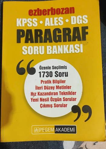 Ezberbozan KPSS ALES DGS Paragraf Soru Bankası.