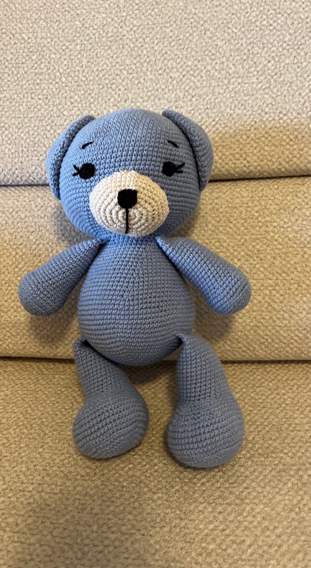 Gri Örgü Ayıcık Peluş Oyuncak - Görsel 3