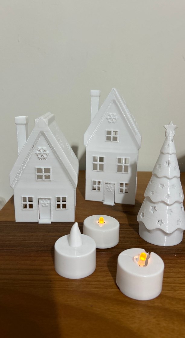 Beyaz Ev ve Ağaç Şeklinde Mumluk Seti - Görsel 2