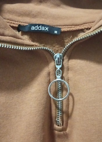Addax Kadın Bej Yüksek Yakalı Fermuarlı Sweatshirt