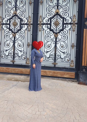 48 Beden lacivert Renk Lacivert Uzun Keten Elbise Pilili ve Salaş