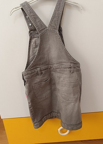 8 Yaş Beden Kız Çocuk Gri Denim Düğmeli Elbise