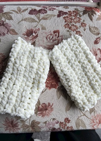 Kız Çocukları İçin Beyaz Örgü Eldiven - Görsel 3