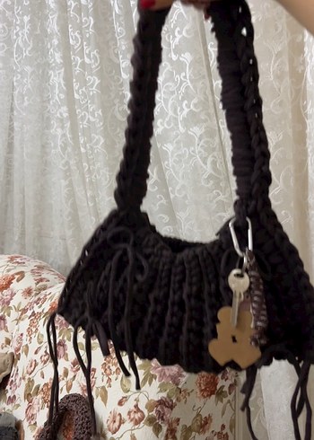 Siyah Örgü Kadın Çanta - Görsel 2