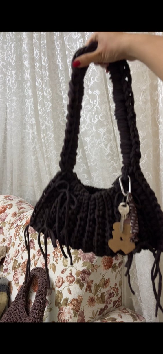 Siyah Örgü Kadın Çanta - Görsel 2
