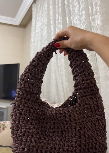 Kahverengi Örgü Kadın Çanta - Görsel 2