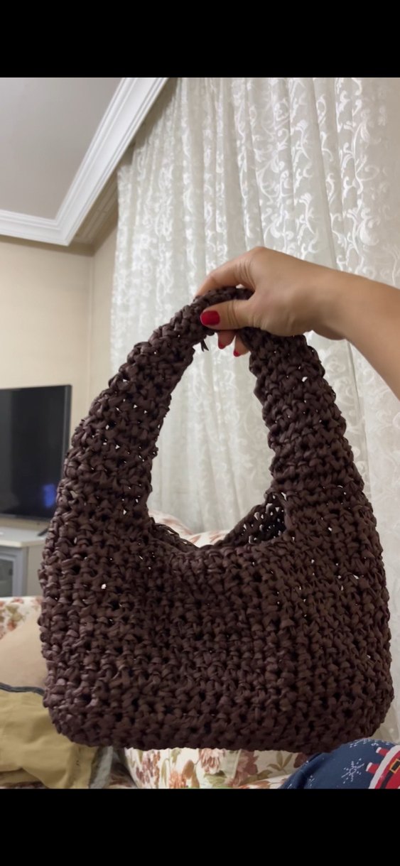 Kahverengi Örgü Kadın Çanta - Görsel 2