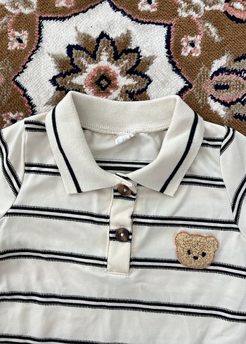 6 Ay Beden Kısa Kollu Beyaz Çizgili Bebek Tulum 6-9 ay