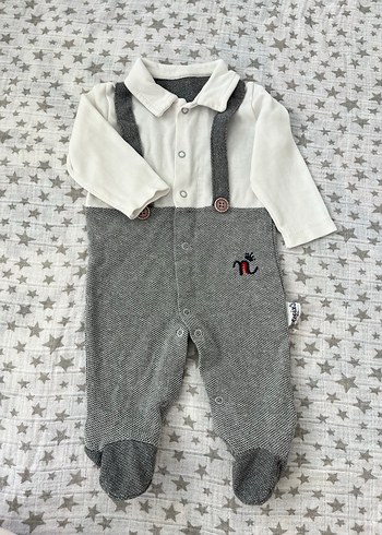 Diğer Gri Nakışlı Erkek Bebek Tulum