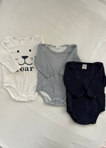 Uzun Kollu Erkek Bebek Body Seti 3'lü 6-9 ay - Görsel 2