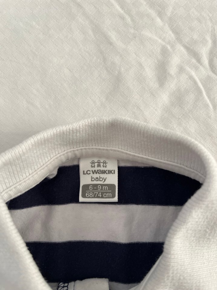 Düğmeli Çizgili Erkek Bebek Kısa Kollu Body - Görsel 3