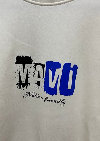 Beyaz Baskılı Pamuklu Kadın Sweatshirt - Görsel 3