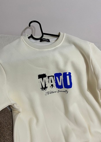 Beyaz Baskılı Pamuklu Kadın Sweatshirt - Görsel 7