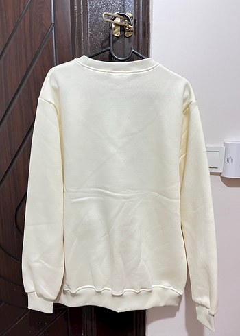 Beyaz Baskılı Pamuklu Kadın Sweatshirt - Görsel 8