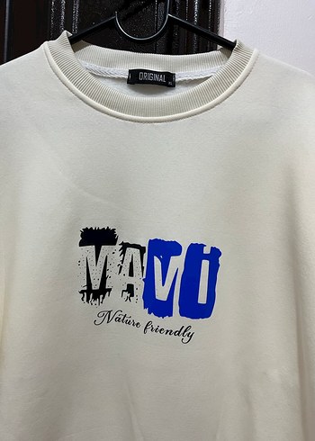 Beyaz Baskılı Pamuklu Kadın Sweatshirt - Görsel 4
