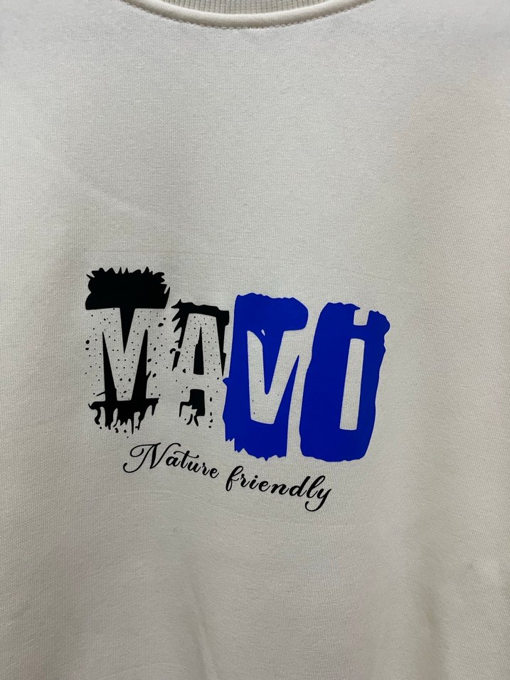 Beyaz Baskılı Pamuklu Kadın Sweatshirt - Görsel 3