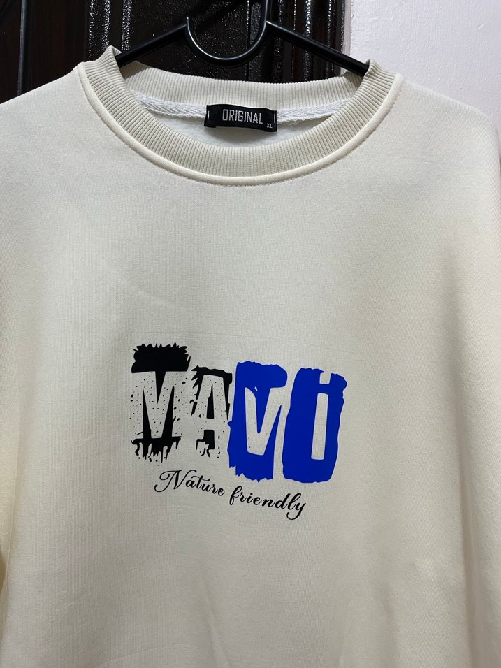 Beyaz Baskılı Pamuklu Kadın Sweatshirt - Görsel 4