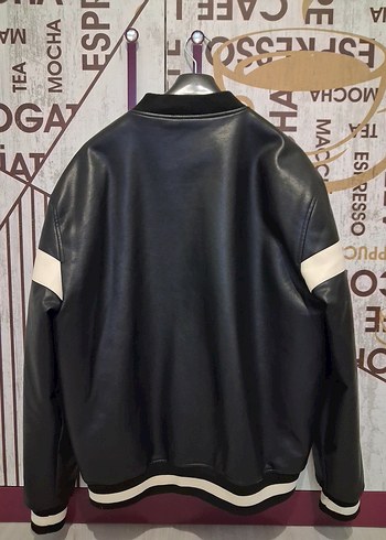 Siyah Deri Görünümlü  Erkek Ceket XL beden - Görsel 2