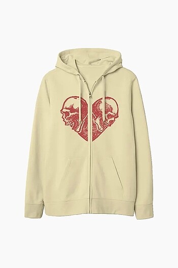 Cos Weirdos SKULLHEART ZIPPED HOODIE