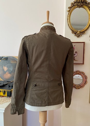 m Beden haki Renk vintage nakışlı işlemeli bohem ceket