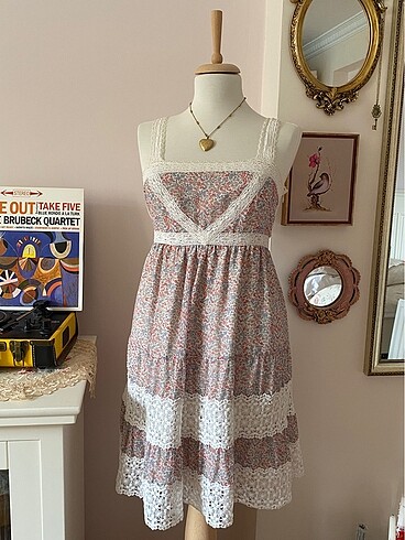 vintage coquette dantelli babydoll elbise