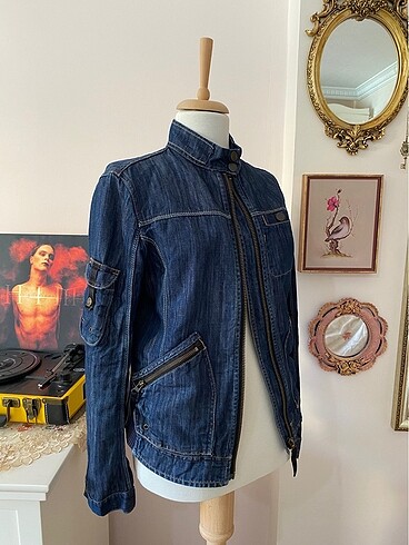 s Beden lacivert Renk vintage grunge fermuarlı cepli kot ceket