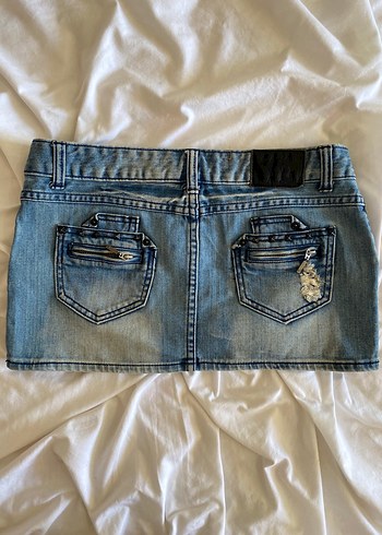 American Vintage vintage y2k zımbalı eskitme mini kot etek
