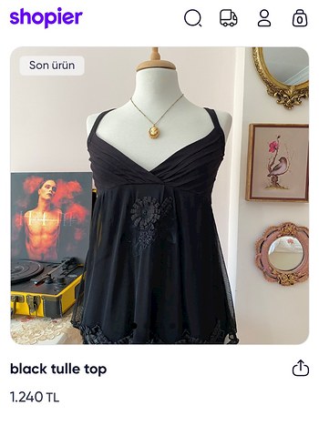 American Vintage Dantel Detaylı Siyah işlemeli bluz