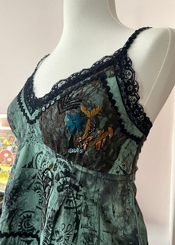 s Beden vintage işlemeli dantel bohem bluz