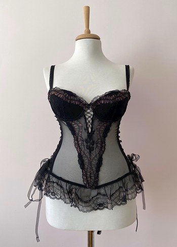 Victoria s Secret Vintage Romantik Dantelli Kurdeleli Korse Bustiyer