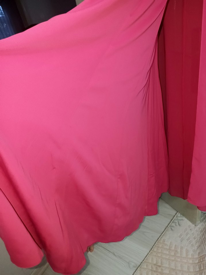 fuşya Uzun Kollu İşlemeli Kadın Abiye - Görsel 4