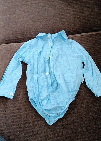 Mavi Yakalı Düğmeli Bebek Body - Görsel 2