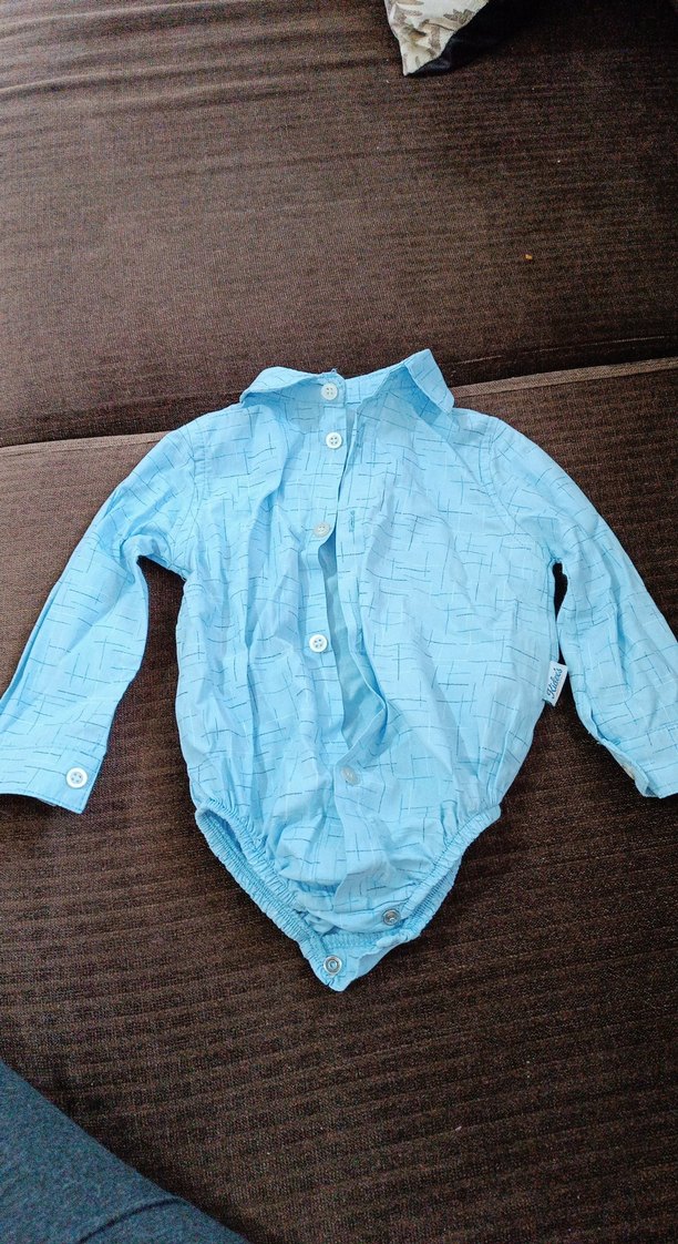 Mavi Yakalı Düğmeli Bebek Body - Görsel 2