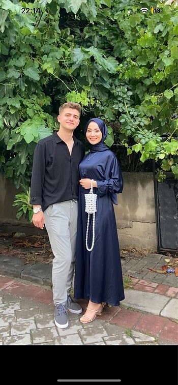 Trendyol & Milla Saten lacivert abiye