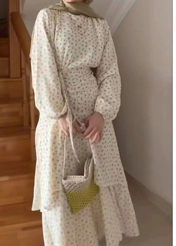 Bej Bohem Salaş Uzun Elbise - Görsel 2