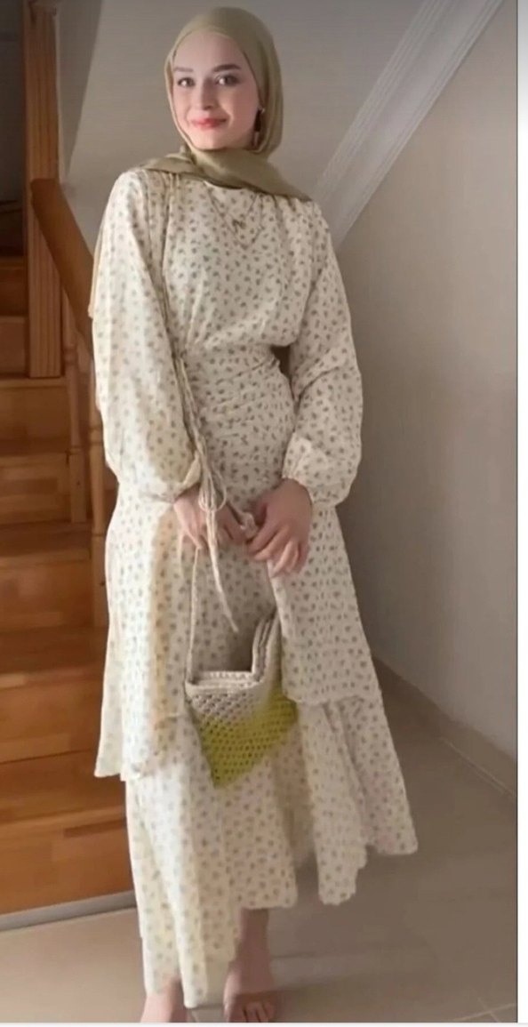 Bej Bohem Salaş Uzun Elbise - Görsel 2