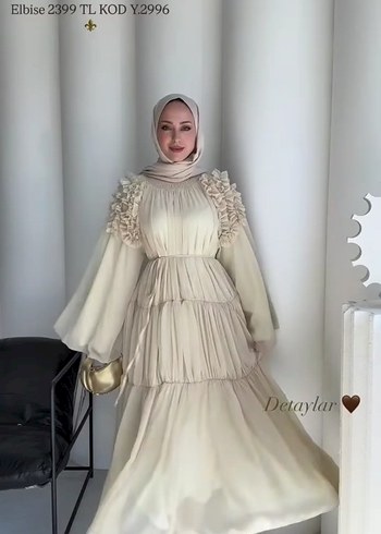 Drapeli Bohem Uzun Beyaz Elbise - Görsel 2