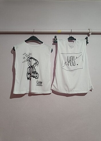 2 TANE BEYAZ SIFIR KOL TSHIRT